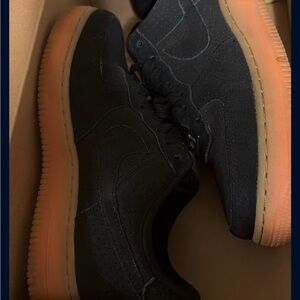 Black Air Force 1’s Suede with Gum Sole
